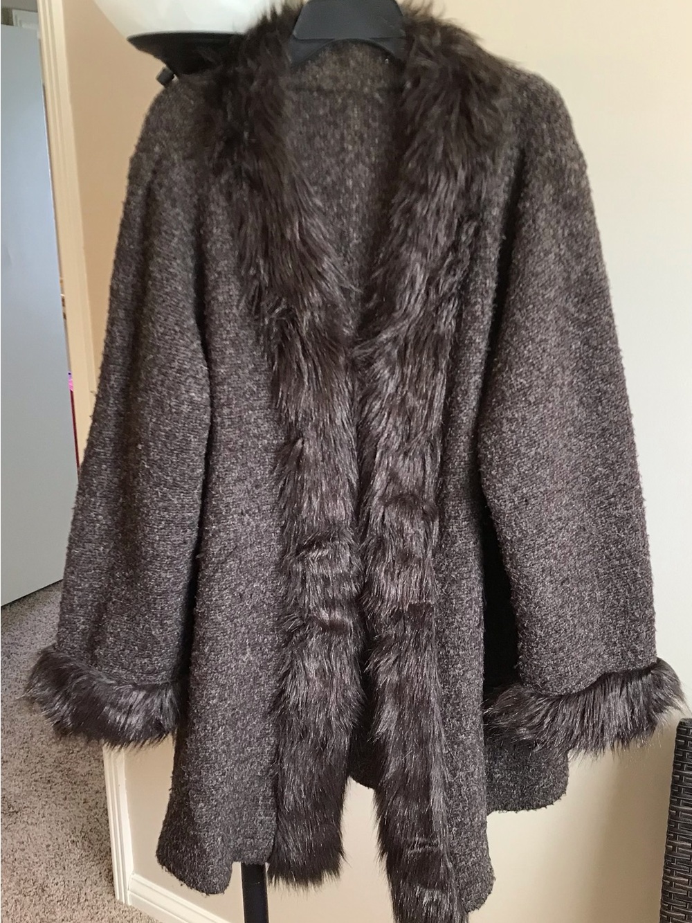 Dennis Basso Fur Trim Cardigan XL